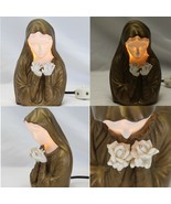 Mother Virgin Mary Madonna Holding Rose Lamp Night Light Vintage - £27.67 GBP