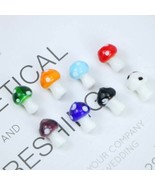 5 Mushroom Beads Lampwork Glass Miniatures Nature Pendants 16mm Assorted - $5.53