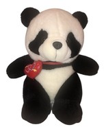 12” LongBo Panda Bear Plush Stuffed Animal Longbo Black &amp; White With Heart - $9.54
