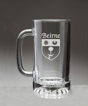 Beirne Irish Coat of Arms Glass Beer Mug (Sand Etched) - £21.98 GBP