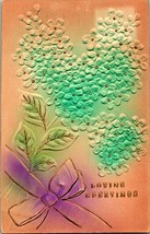 Airbrushed High Relief Embossed Lilacs Loving Greetings Valentines DB Postcard - £4.61 GBP