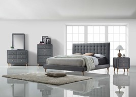 Tufted Light Gray Upholstered Linen Bed - $1,376.96 CAD
