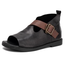 Retro Flat With Sandals Genuine Leather Women Shoes Rome Style Buckle Strap Casu - £94.32 GBP