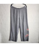 Soft Surroundings Woman&#39;s Pull On Palazzo Pants Grey Sz L Chambray Embro... - $31.99