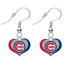 Cubs &quot;C&quot; Swirl Heart Earrings - Pierced - $15.79