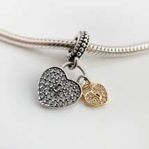 Authentic Pandora Charms 925 ALE Sterling Silver Love Lock Cubic Zirconia Bracel - £22.81 GBP