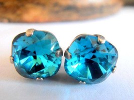 Swarovski Earrings / Crystal Cushion Cut Studs / Post Pierced earrings / Square  - £22.95 GBP