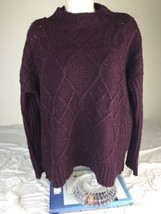 ANN TAYLOR LOFT S sweater DEEP PURPLE~ CABLE KNIT NWTs - $20.77