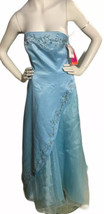 $159 Morgan &amp; CO Womens Juniors Ice Blue Floral Beading Gown Dress Sz 5/6 - £23.77 GBP