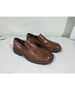 Franco Fortini  12M  Men&#39;s Leather Slip-On Loafer Shoe Brown Square Toe - £21.80 GBP