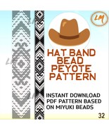 Beaded Hatband Peyote Pattern No.32-2 - Black Variant Loom Pattern - Ban... - $4.00