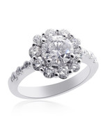 2.23 Carat G-SI1 Natural Round Diamond Halo Engagement Ring 18K White Gold - £4,458.12 GBP