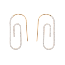 14K Gold Paper Clip Diamond Earrings - £912.47 GBP