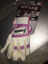 Franklin MLB Youth Medium Classic Baseball Batting Gloves, Pink &amp; White-NEW - $39.48