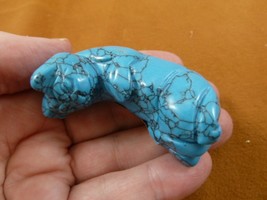 (Y-CAT-PL-709) blue Howlite CAT playing on back gemstone carving figurin... - £13.70 GBP