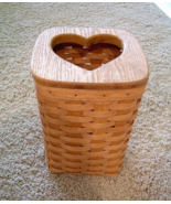1991  Longaberger Small Square Waste Basket  Heart Lid - $22.99