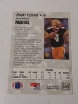 Brett Favre Green Bay Packers 1992 Pro Set Card #505 2nd Year Card - £1.19 GBP