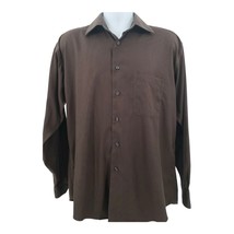 Pronto Uomo Men&#39;s (Non-Iron) Brown L/S Button Up Shirt Size L - £20.04 GBP
