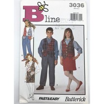 Butterick Sewing Pattern 3036 Vest Skirt Pants Boys Girls Size 7-14 - $8.99