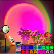 Smart Bluetooth Night Light Rainbow Sunset Projector Lamp for Home Coffe shop Ba - £11.73 GBP+