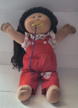 Vintage 1978-1982 Cabbage Patch Doll Brunette Red Jumpsuit Collectible Cute - £23.48 GBP