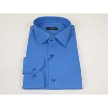 Men's Shirt By CASILA Turkey Cotton Blend Long Sleeves 502000-05 Solid Blue image 4