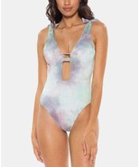 Soluna Tie Dye Ribbed Plunging One Piece Swimsuit Small Multicolor Paste... - £31.69 GBP