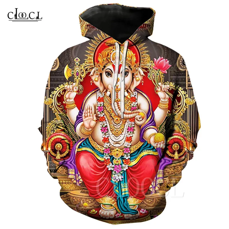 Lord Ganesha Hoodies Autumn Winter Hoody Trauit Print 3D Hindu Elephant-headed G - $199.79