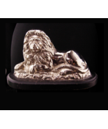 Large Vintage Chrome metal Victorian lion statue - Vintage silver and wo... - £91.59 GBP