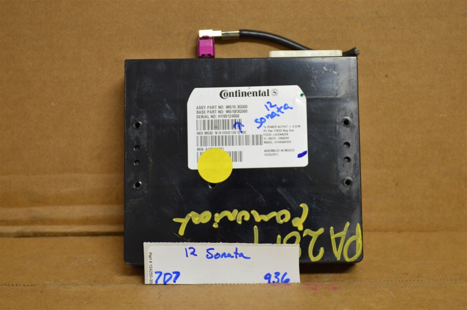 1214 Hyundai Sonata Communication Bluetooth Telematics 965103Q500 Modul 9367D7