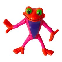 Rain Forest Cafe RFC 3.25&quot; Orange Pink Purple Neon Tree Frog PVC Toy Figure 2017 - £4.58 GBP