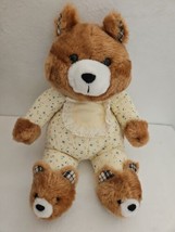 Vintage Brown Teddy Bear Plush Floral Yellow Pajamas Bib Slippers Stuffe... - $24.73