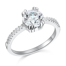 14K White Gold Over 2CT Solitaire Created Diamond Engagement Wedding Ring - £72.06 GBP