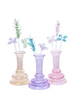 Art Glass vase set of 3, Glass Bud vase Set of 3 with glass flowers hand... - $259.86 CAD