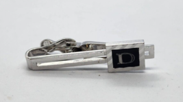 Vintage Swank TIE BAR CLIP CLASP STAY Silver Tone Twin Bars &quot;D&quot; Initial ... - $11.87