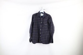 Vintage 60s Rockabilly Mens Small Wool Blend Collared Board Button Shirt Plaid - £47.43 GBP