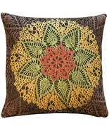 Crochet Flower 19x19 Tapestry Pillow, with Polyfill Insert - £31.93 GBP
