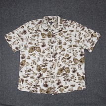 George Men&#39;s Hawaiian Shirt Brown Palm Tree Beach Short Sleeve Size XL 46 48 - £9.23 GBP