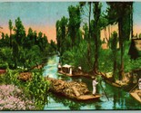 Boats on Canal Xochimilco Mexico 1957 Postcard J7 - $2.92