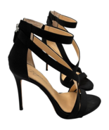 Imagine Vince Camuto Devin Women&#39;s 7M Strappy Black Satin Zip-up 4.25 in... - $38.09