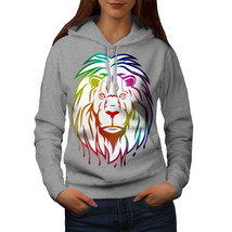 Wellcoda Lion Colorful Art Womens Hoodie, Jungle Casual Hooded Sweatshirt - £28.97 GBP