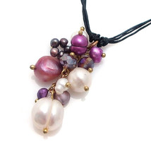 Sweet Purple Grapes Pendant Cotton Rope Necklace - £10.63 GBP