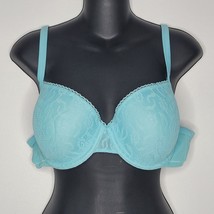 Cacique Bra Womens 40C Blue Floral Lace Design Underwire Padded - $22.99