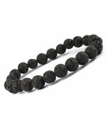 Black Lava Bracelet Gemstone Bracelets 8mm Round Beads for Men and Women  - $8.99