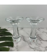 Tapio Wirkkala Vintage Glass Candlestick Pair of 2 Clear Made in Finland... - $89.09