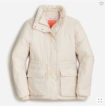 New J Crew Women Lightweight Puffer Jacket Ivory Sz S Cinched Waist Long... - £87.92 GBP