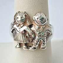 Vintage 925 Sterling Silver Boy And Girl Ring Size 7.75 - £29.24 GBP