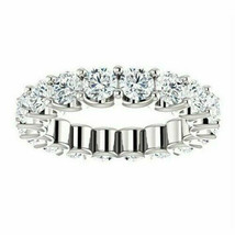 Full Eternity Band 4.50Ct Round Cut Diamond Wedding Ring 14k White Gold Size 7.5 - £204.80 GBP