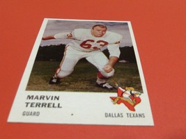 1961  FLEER# 206   MARVIN  TERRELL   DALLAS  TEXANS     NM /  MINT  OR  ... - £35.91 GBP