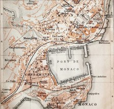 Map Monaco Southern France Rare 1914 Lithograph WW1 Street Mini Sheet DWAA20B - £39.53 GBP